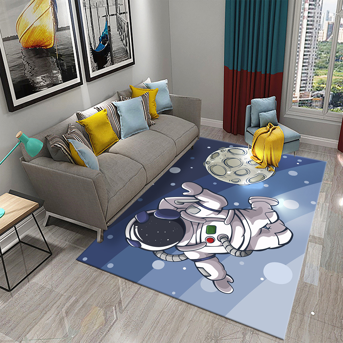 Kids Outdoor Kitchen Diy - 3D Cartoon Cute Astronaut Carpets for
