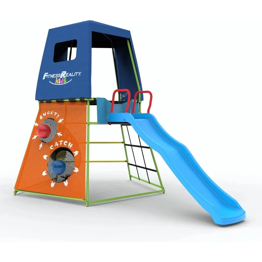 Kids Outdoor Jungle Gym - Explorer Adventure Climbing Fort with Slide