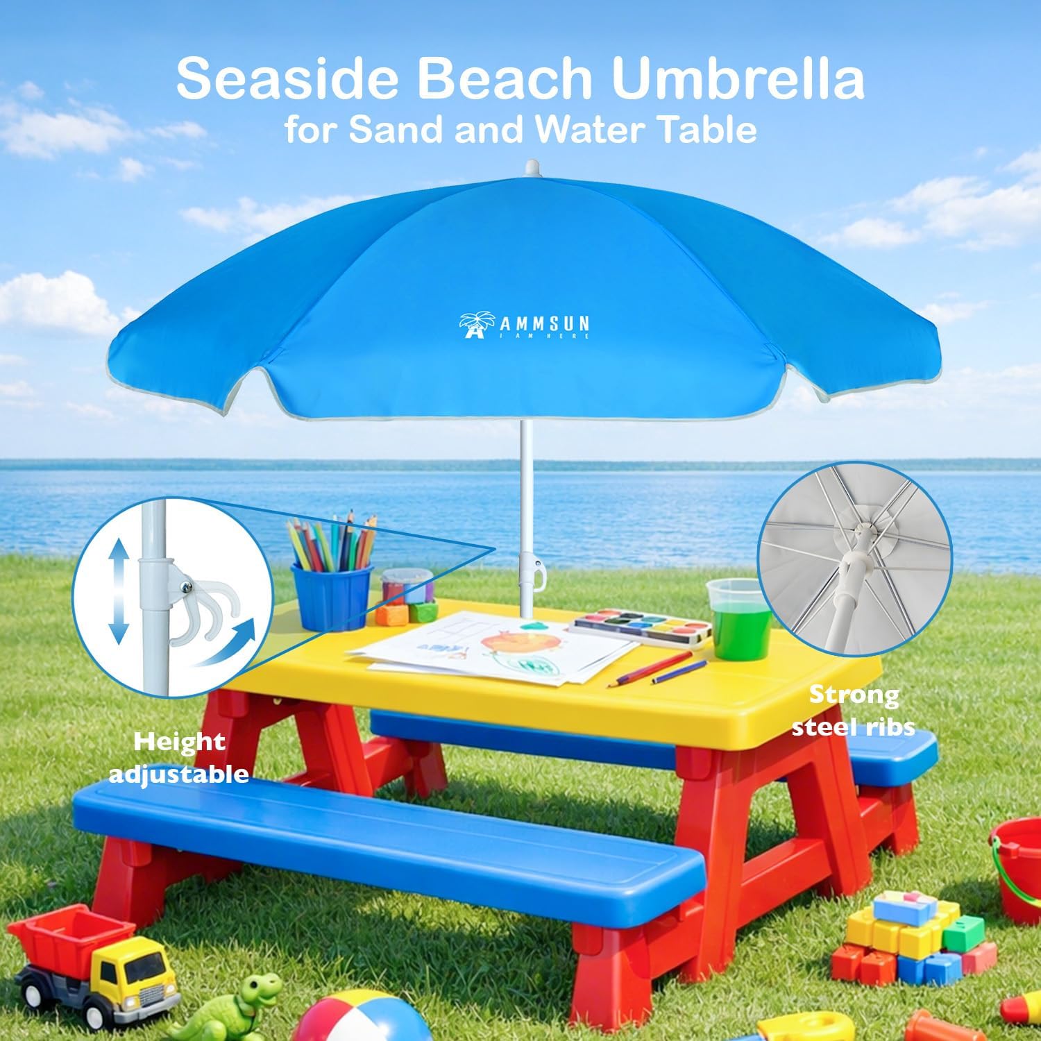5ft Beach Umbrella for Sand an - Kids Outdoor Table recensione e prezzo