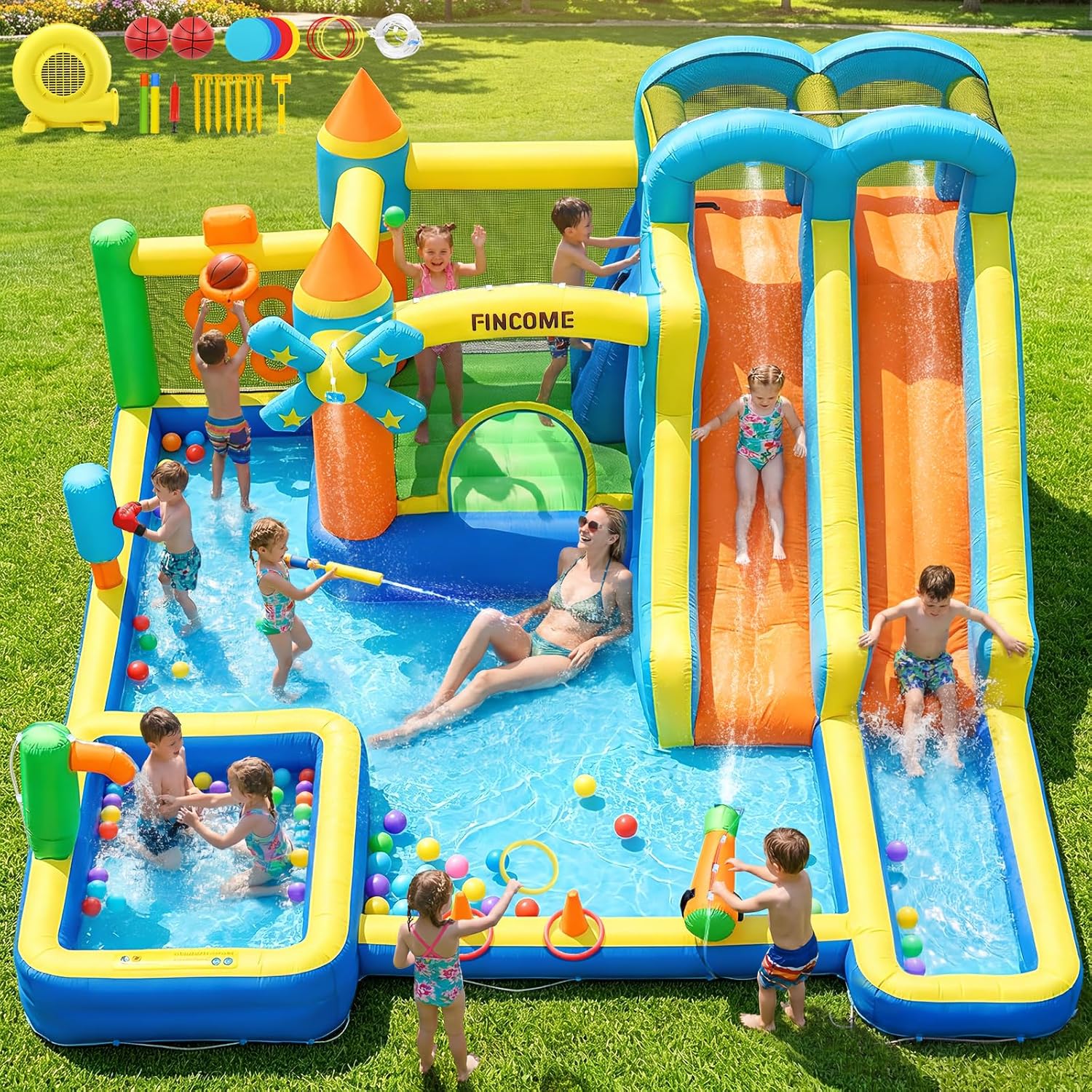 10-in-1 Inflatable Bouncy Cast - Kids Outdoor Water Park recensione e prezzo