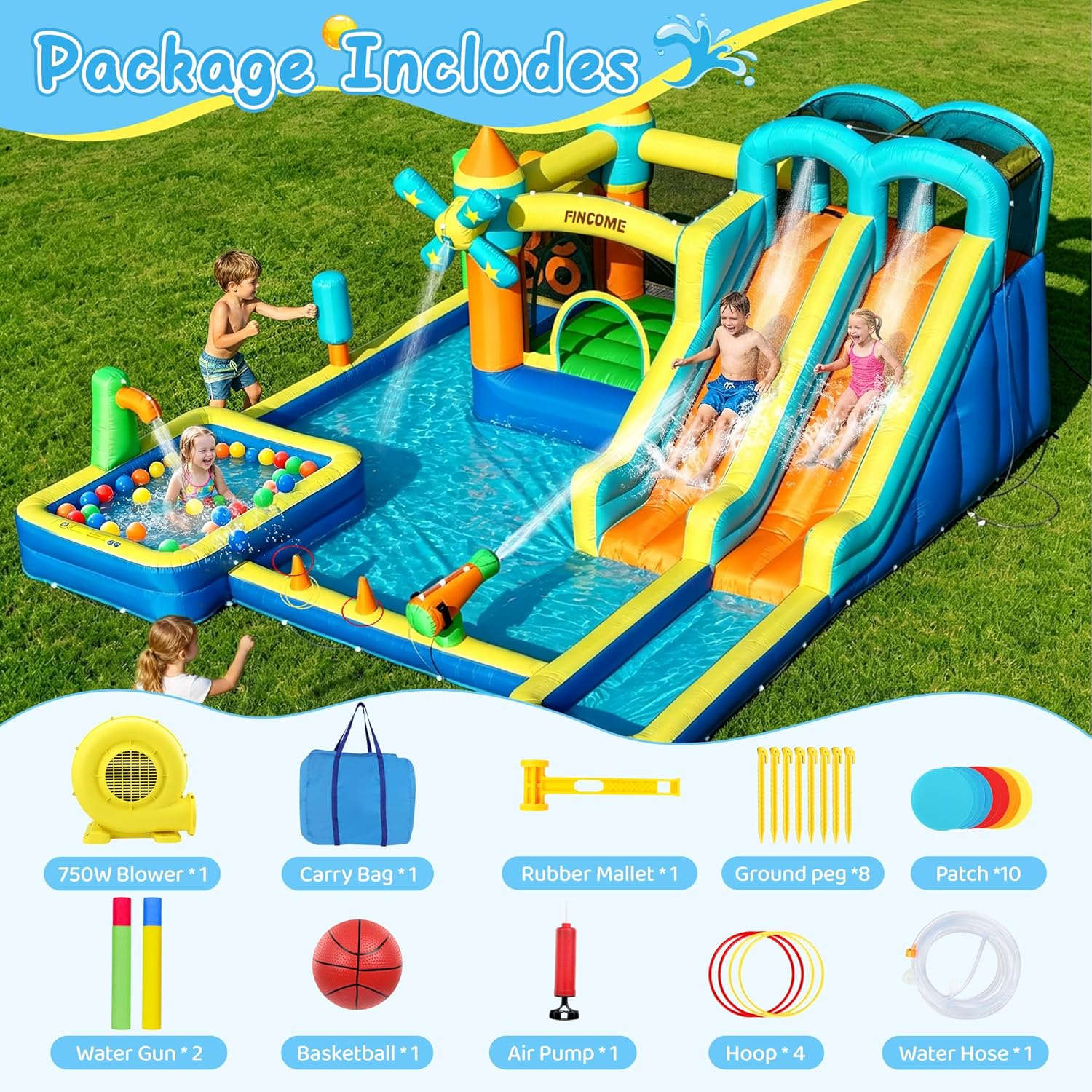 10-in-1 Inflatable Bouncy Cast - Kids Outdoor Water Park recensione e prezzo