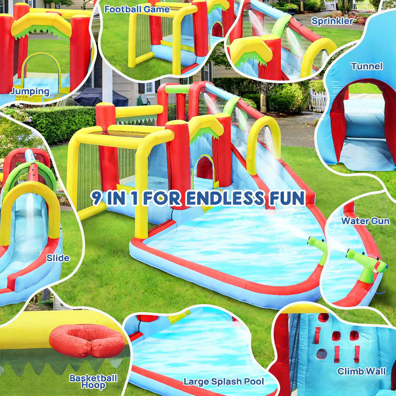7in1 Inflatable Water Slide Pa - Kids Outdoor Water Park recensione e prezzo