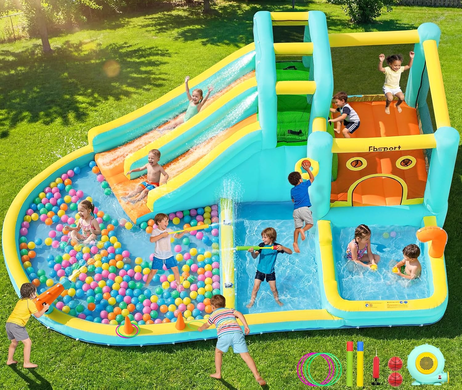 Double Slide Inflatable Water  - Kids Outdoor Water Park recensione e prezzo