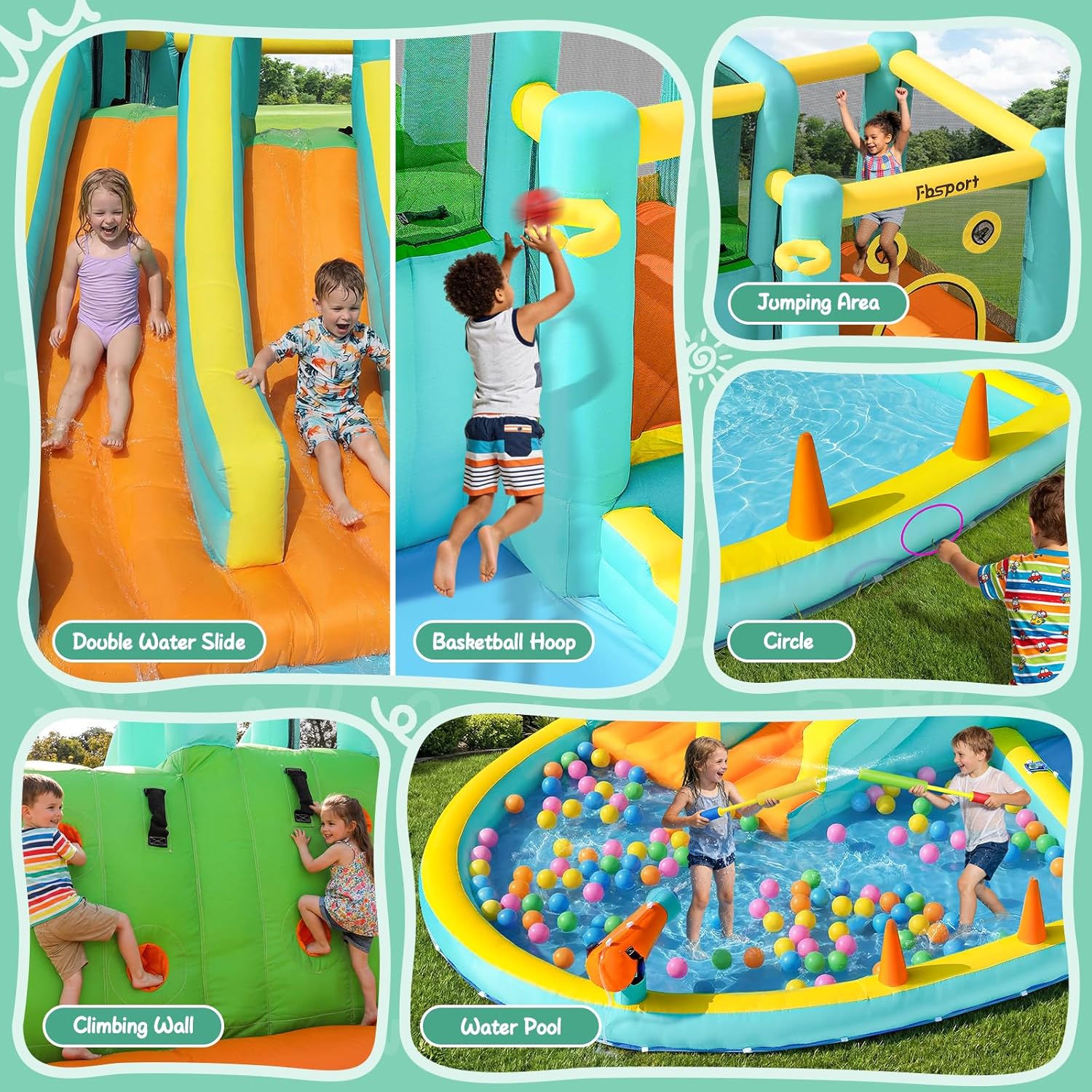 Double Slide Inflatable Water  - Kids Outdoor Water Park recensione e prezzo