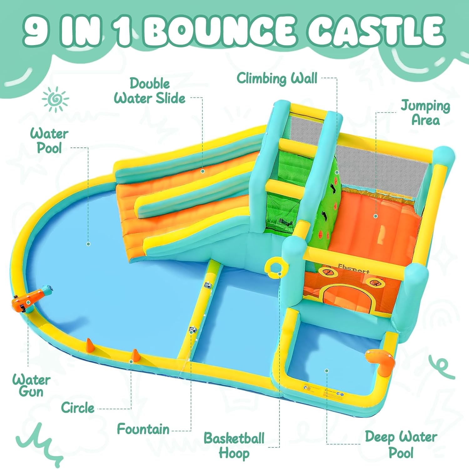 Double Slide Inflatable Water  - Kids Outdoor Water Park recensione e prezzo