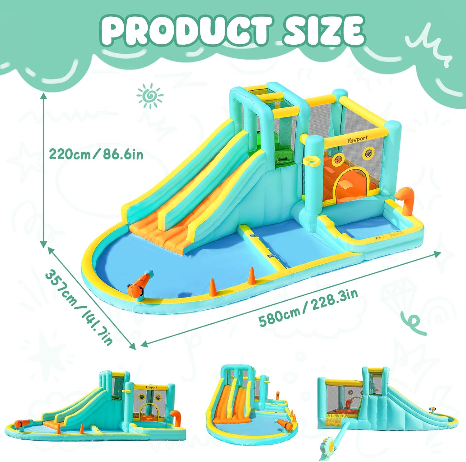 Double Slide Inflatable Water  - Kids Outdoor Water Park recensione e prezzo
