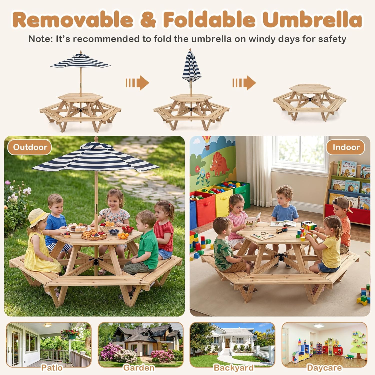 Kids Picnic Table, Hexagonal W - Kids Outdoor Table recensione e prezzo