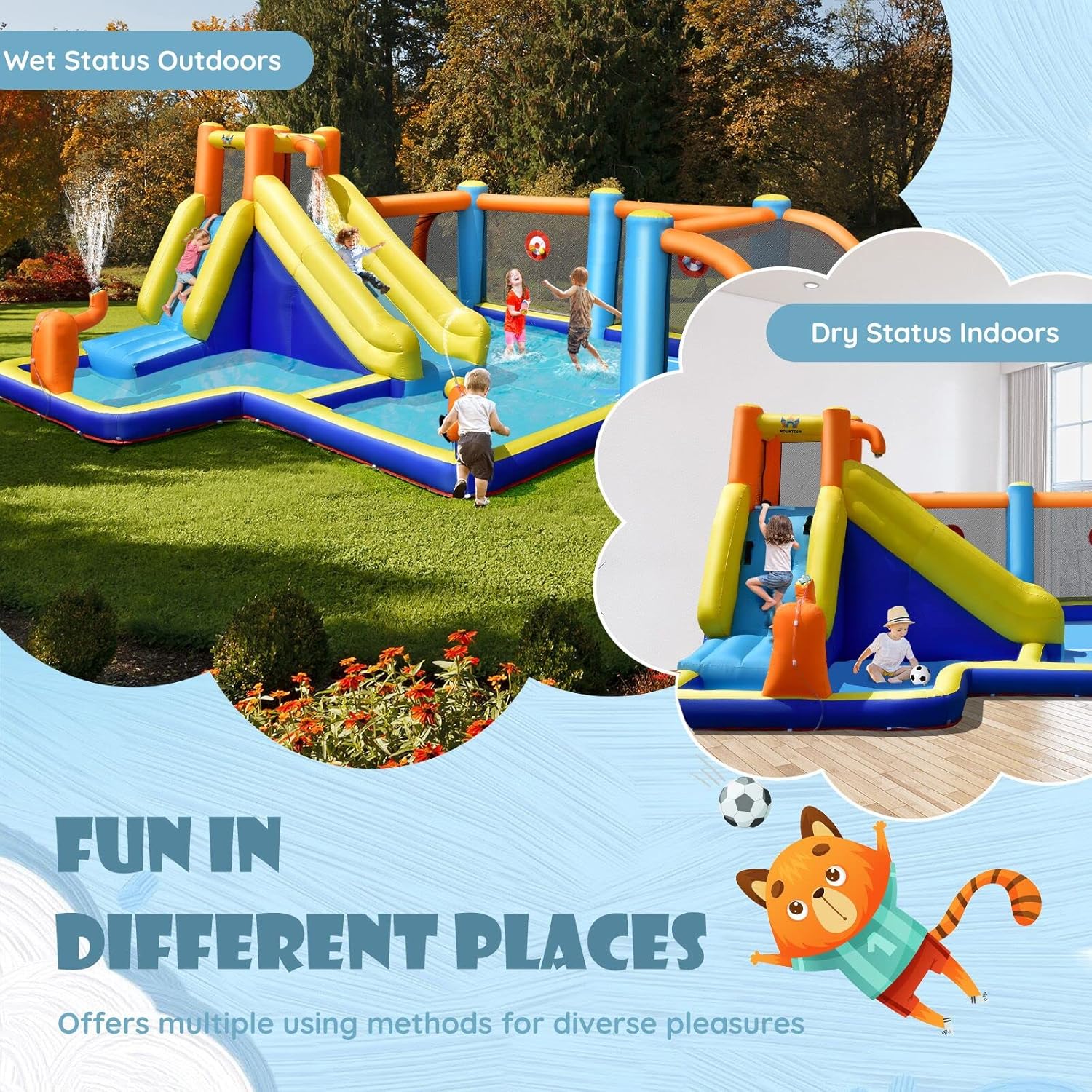 Inflatable Water Slide, Dual C - Kids Outdoor Water Park recensione e prezzo
