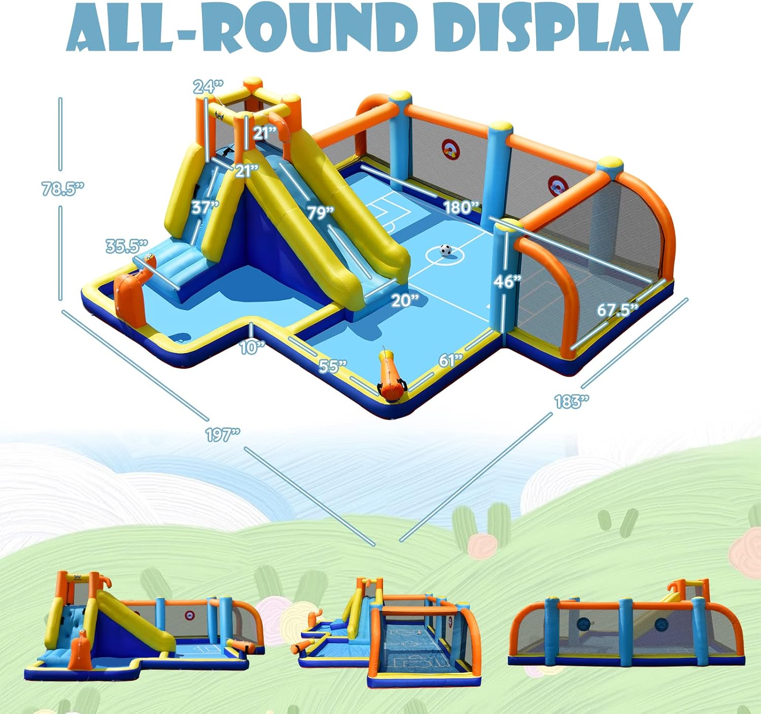 Inflatable Water Slide, Dual C - Kids Outdoor Water Park recensione e prezzo