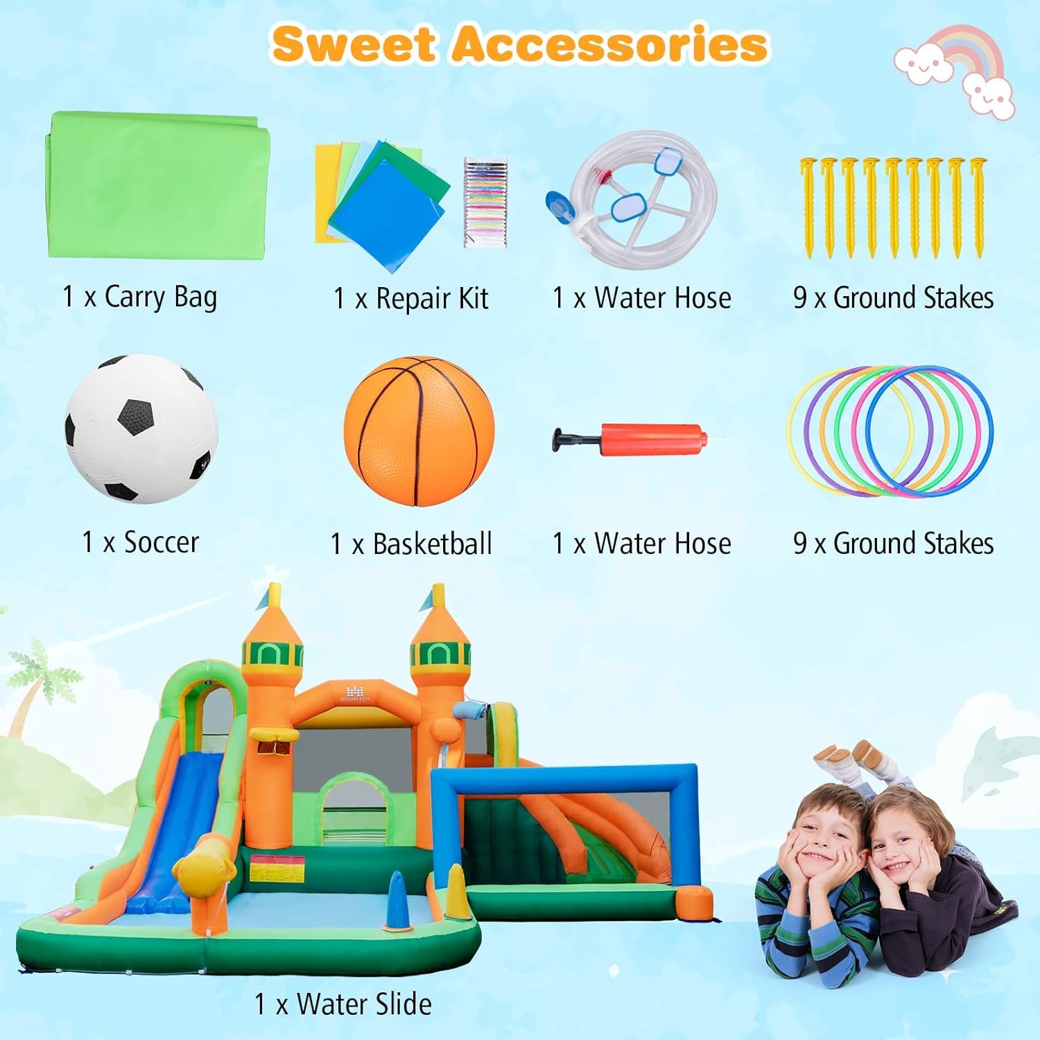 9-in-1 Inflatable Water Park B - Kids Outdoor Water Park recensione e prezzo